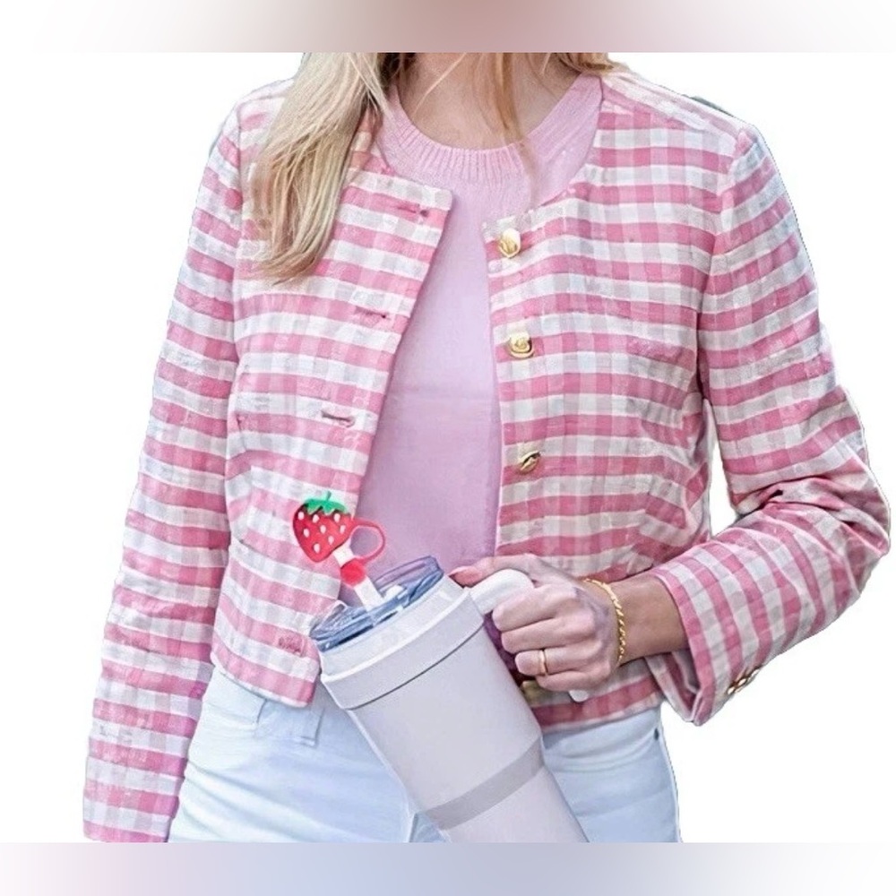 J.Crew Louisa Lady Jacket in Gingham Terry Tweed - Size 4 - Picture 4 of 11